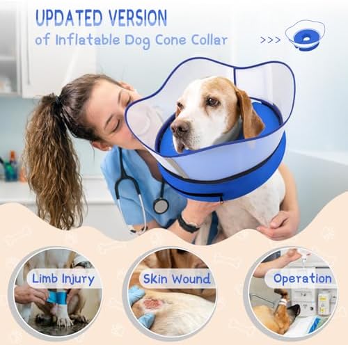 Supet Raised Inflatable Dog Cone Collar to Stop Licking, Soft Dog Cone Alternative After Surgery, Pet Neck Donut Collar for Small Medium Large Dogs - Image 2