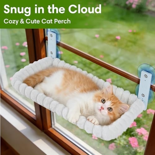 YooxArmor Foldable Cat Window Perch, Cat Bed with Strong Suction Cups & Metal Frame, Window Hammock for Indoor Large Small Cats, Rectangle - Image 4