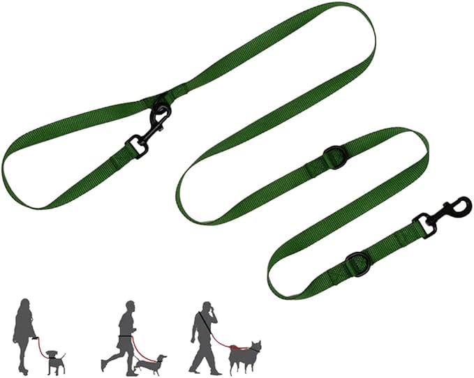 Multifunctional Hands Free, 6.5ft Nylon Adjustable Training Crossbody Dog Leash for Small/Medium/Walking Running Hiking Dog Leash (Green)