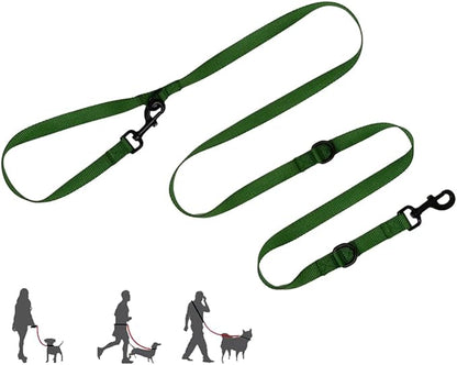 Multifunctional Hands Free, 6.5ft Nylon Adjustable Training Crossbody Dog Leash for Small/Medium/Walking Running Hiking Dog Leash (Green)