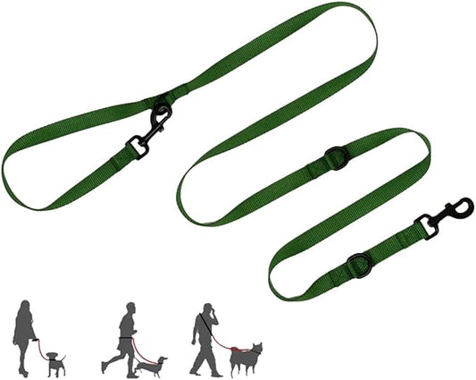 Multifunctional Hands Free, 6.5ft Nylon Adjustable Training Crossbody Dog Leash for Small/Medium/Walking Running Hiking Dog Leash (Green)