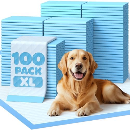 Powools Puppy Pads for Dogs, 34x28 in, 6-Layer Leakproof, 100-Pack by Powools