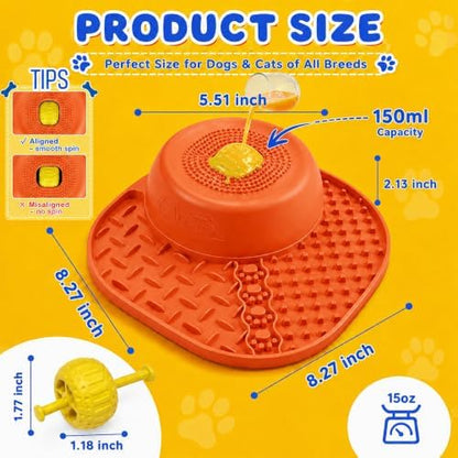 Slow Feeder Dog Bowls, Lick Mat & Interactive Rolling Ball, Dishwasher Safe - Image 7