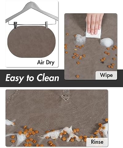 MontVoo Absorbent Dog Food Mat-Dog Mat for Food and Water Bowl | Quick Dry Pet Dish Mat, No Stains & Easy Clean Cat Rug for Messy Drinkers Cat Accessories Pet Supplies, 16"x24", Brown - Image 4