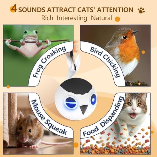 Cat Toys Ball, Smart Motion Sensor Moving Ball with 4 Sounds& 3 Speed Modes - Image 6