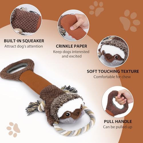 Large Plush Squeaky Dog Toys with Crinkle Paper, Tug of War Pull Toys for Puppies, Interactive Dog Chew Toys for Small, Medium and Large Dogs - Image 2