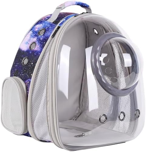 Pet Carrier Backpack for Large Cats and Small Dogs up to 20 Pounds, Space Capsule Astronaut Clear Bubble Backpack for Travel Hiking Camping Cat Carry Transport Book Bag (Galaxy Blue, Front Extension) by Pimoka