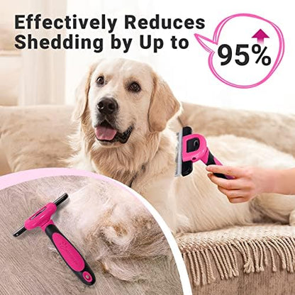 MIU COLOR Pet Grooming Brush, Deshedding Tool for Dogs & Cats, Hot Pink - Image 3