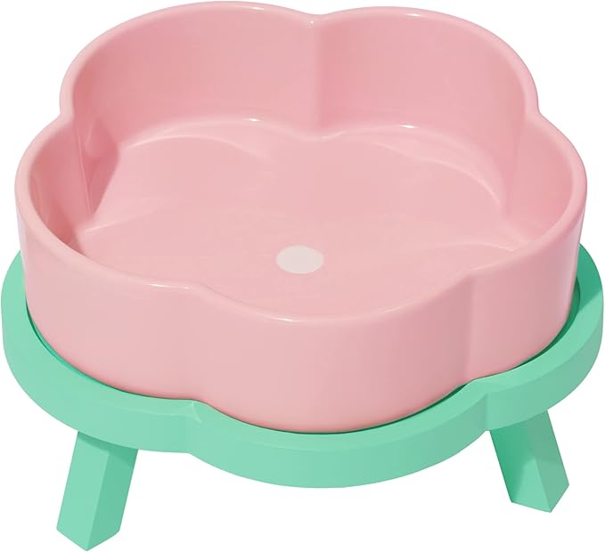 VETRESKA Elevated Dog Bowls Large Breed, 40OZ Ceramic Raised Dog Bowl with Bamboo Stand, Flower-Shaped Food Water Bowl Feeding Dish Bowls for Medium/Large Dogs and Cats
