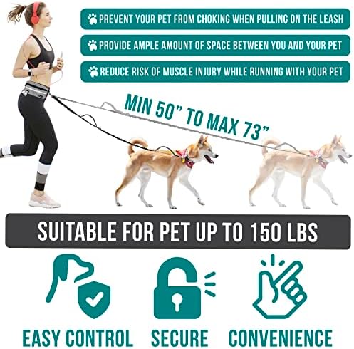 PetAmi Hands Free Dog Leash Waist Belt Bag Fanny Pack, Single, Heather Grey - Image 5