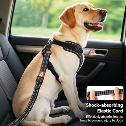 2Pcs Dog Seat Belt, Dog Car Seat Belt Bungee for Pet, Black - Image 5