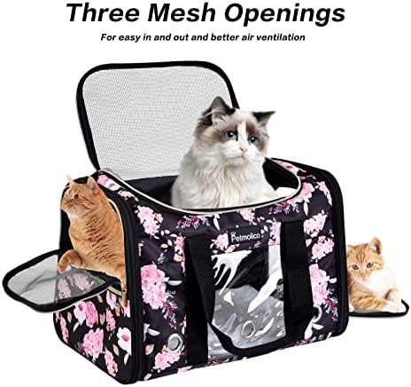 Petmolico Cat Carrier Soft-Sided Airline Approved, Medium, Pink Peony - Image 3
