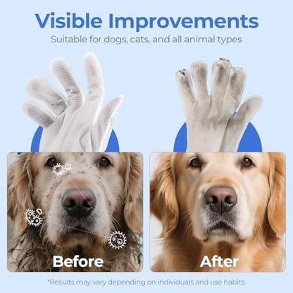 Pet Cleaning Glove Wipes for Dogs & Cats, Hypoallergenic Deodorizing Disposable Bathing Wipes,No-Rinse Grooming Wipes,Perfect for Pet Dry Cleaning,Daily Care and Travel, Coconut Scent, 24 pcs - Image 5
