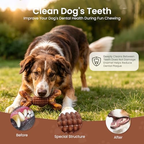 BoYoYo Indestructible Dog Chew Toys for Aggressive Chewers, Tough Dog Toys for Large & Medium Dogs, Dog Chew Bones Long Lasting to Keep Them Busy, Durable Bacon Flavored Toy, Brown - Image 4