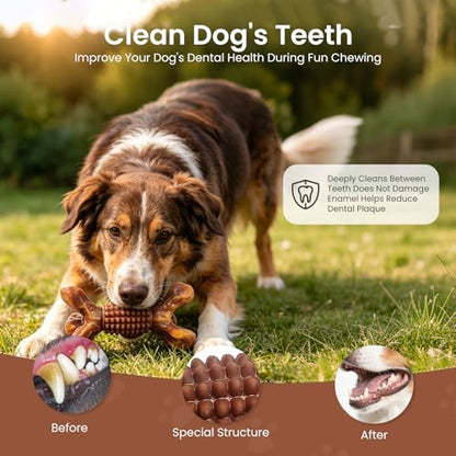 BoYoYo Indestructible Dog Chew Toys for Aggressive Chewers, Tough Dog Toys for Large & Medium Dogs, Dog Chew Bones Long Lasting to Keep Them Busy, Durable Bacon Flavored Toy, Brown - Image 4