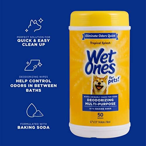 Wet Ones for Pets Deodorizing Dog Wipes, Tropical Splash, 50 Count, 3-Pack - Image 2
