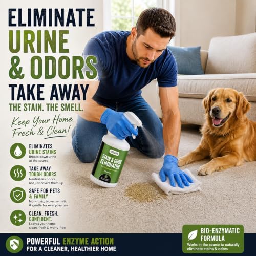 Strong Stain & Odor Eliminator - Cats & Dog Enzymatic Urine Destroyer -MADE IN USA- Fresh Scent Multi-Purpose Pet Stain Remover for Floors, Carpet, Bathrooms, Drains & Trash Deodorizer cleaner, 128oz - Image 6
