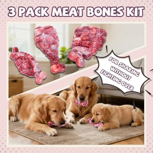 YINEYA Indestructible Dog Toys for Aggressive Chewers 3 Pack, Tough Dog Chew Toys for Aggressive Chewers Medium and Large Breeds, Durable Dog Toy to Keep Them Busy, Beef Flavored - Image 2