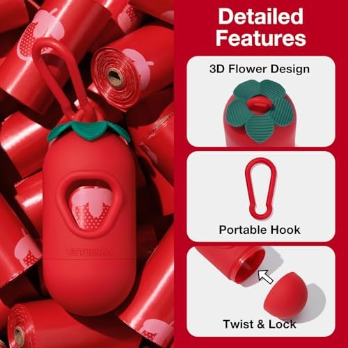 VETRESKA Dog Poop Bags with Handle 450 Count, Strawberry Scented Waste Bag - Image 4