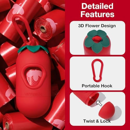 VETRESKA Dog Poop Bags with Handle 450 Count, Strawberry Scented Waste Bag - Image 4