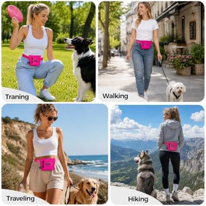 Dog Treat Pouch, Powerful Magnet Closure Device Dog Training Treat Bag Large Capacity Pet Treat Pouch with Poop Bag Dispenser Treat Bag for Dog Training with Metal Waistband Clip (Pink) - Image 7