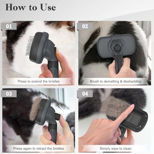 Swihauk Self Cleaning Slicker Brush - Skin Friendly for Dogs & Cats, Deshedding Grooming Tool for Shedding Hair, Puppy Brush for Haired Pets - Image 7
