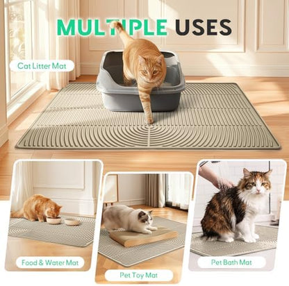 Pawtasy Cat Litter Mat,47" x 35" Extra Large Silicone Waterproof Litter Trapping Mat for Scatter Control Soft on Kitty Paws Non-Slip Easy to Clean - Image 6