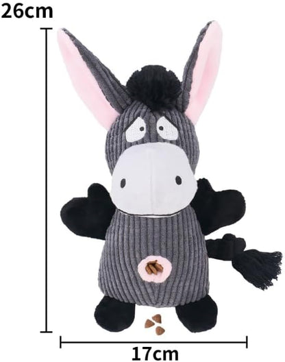 Donkey Squeaky Dog Toy with Crinkle Paper Plush Rope Dog Toy Relief Boredom Dog Toys Treats Feeder Puzzle Pet Toy for Chewer Small Medium Breed Dog