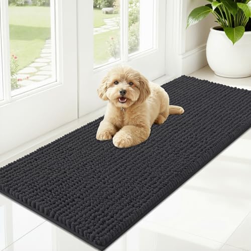 OLANLY Dog Door Mat for Muddy Paws 47x20, Extra Absorbent Chenille Mud Mat by OLANLY