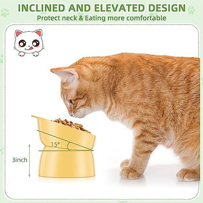 Zhehao 4 Pcs Elevated Cat Bowls Plastic Raised Cat Bowl 15 Degrees Tilted Raised Pet Food and Water Dish Cute Anti Vomit Food Dishes Pet Feeders for Kitten and Small Dogs(Bear) - Image 3