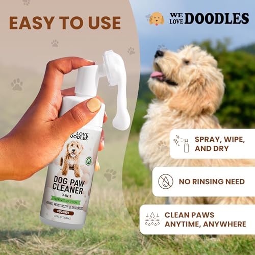 Dog Paw Cleaner, No-Rinse, 3-in-1 Silicone Bristle Brush, Coconut, 5 oz - Image 6