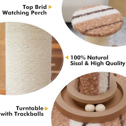 Woochpet Cat Scratching Post,Heavy Duty Green Sisal Scratcher with Cat Toys - Image 5