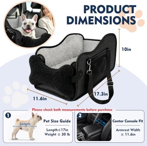 Center Console Dog Car Seat for Small Dogs, Pet Booster Seat - Image 4
