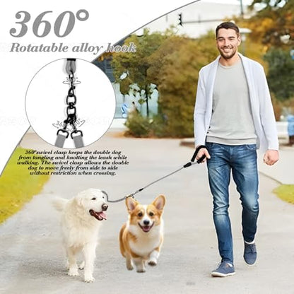 Dog Double Leashes,4-Dog Rope Bungee Four Leash - Tangle-Free Design with Padded Handle, 360° Swivel Control & Removable Feature for Walking Multiple Dogs - Image 2