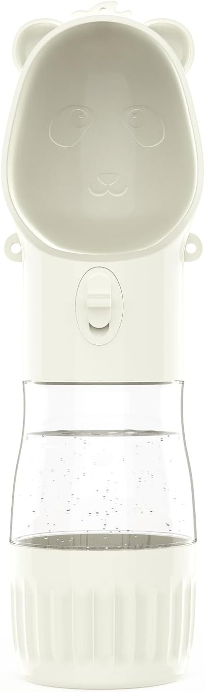 YFL Portable Dog Water Bottle with Food Container - 2 in 1 Travel Puppy Water Dispenser with Crossbody Sling & Strap - Leak Proof, Aesthetic Dog Walking Accessory for Hiking (White)