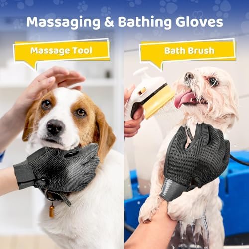 Pet Hair Removal Glove with 255 Silicone Tips for Dogs & Cats, Right Gray - Image 3