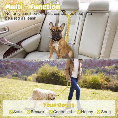 BWOGUE Dog Seat Belt for Car, Headrest Restraint Bungee Lead, Yellow - Image 6