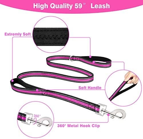 WINSEE Pet Harness Collar and Leash Set, All-in-one Reflective Dog Harness No Pull with Adjustable Buckles for Puppies, Small, Medium, Large, and Extra-Large Dogs (X-Large, Rosy) - Image 3