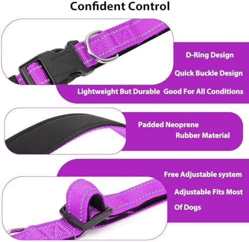 Reflective Dog Collar, Adjustable Nylon for Large Dogs,Magenta - Image 4