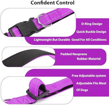 Reflective Dog Collar, Adjustable Nylon for Large Dogs,Magenta - Image 4