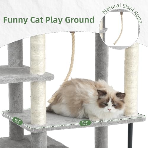 Gitelsnour Cat Tree, Cat Tower with Sturdy Steel Tube, Large Perch GCT024W - Image 3