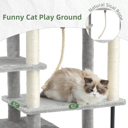 Gitelsnour Cat Tree, Cat Tower with Sturdy Steel Tube, Large Perch GCT024W - Image 3