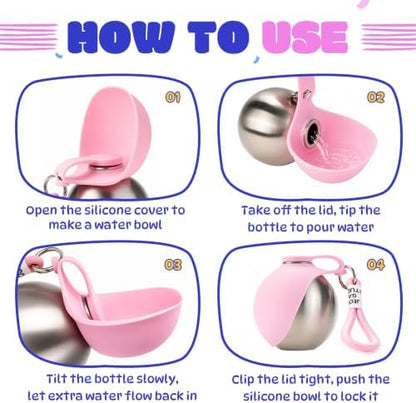 2 Pcs Portable Dog Water Bottle, 10oz Stainless Steel Puppy Water Tumbler - Image 5