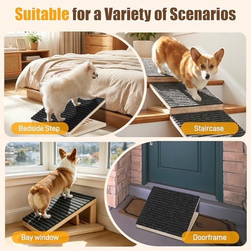 Dog Ramp for Stairs 4 Pack, Adjustable Non-Slip Wooden Stair Wedges - Image 7