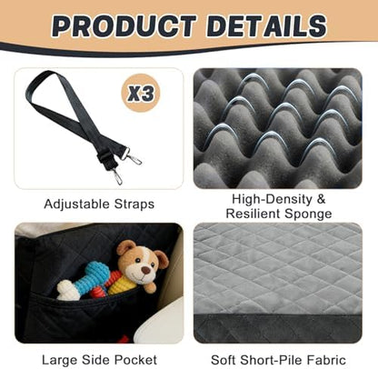Dog Car Seat for Small Dogs & Cats Up to 30 lbs | Elevated Pet Booster with Washable Cover, Safety Straps, Storage Pocket – Fits Cars, Trucks, SUVs, Front/Back Seat - Image 5