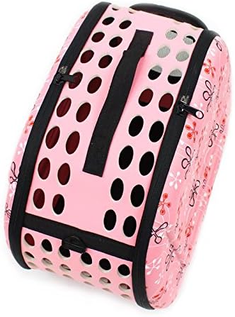Foldable Pet Dog Cat Carrier Cage Collapsible Travel Kennel - Portable Pet Carrier Outdoor Shoulder Bag for Puppy Dog Cat Small Medium Large Animal (M, Pink) - Image 3
