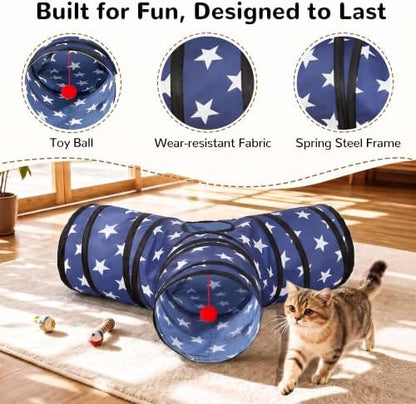 Tempcore Cat Tunnel, 3-Way Collapsible Toy for Indoor Cats, Pentagram - Image 5