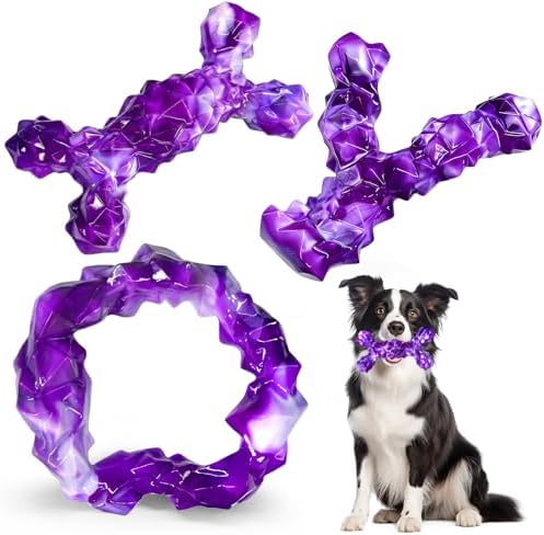 WOWBALA 3 Pack Dog Chew Toys for Aggressive Chewers,Indestructible Dog Toy for Medium Large Dogs, Chew Toys to Keep Dogs Busy,Super Chewer with Tough Nylon, Reduce Boredom & Anxiety（Bacon Flavored） by WOWBALA