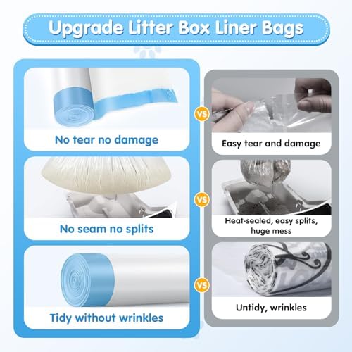 Self Cleaning Cat Litter Box Liner - 60 Counts, Drawstring Cat Litter Waste Container Bags for Self-Cleaning Litter Boxes, Durable, Tear-Resistant, Liquid-Tight - Image 6