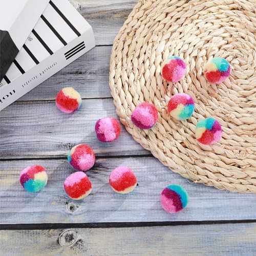 Amaxiu 1.2 in Colorful Cat Pom Pom Ball Toys, 20 Pcs Rainbow Cat Toy Balls Soft Plush Cat Ball Interactive Training Ball for Indoor Cats & Kittens - Image 6